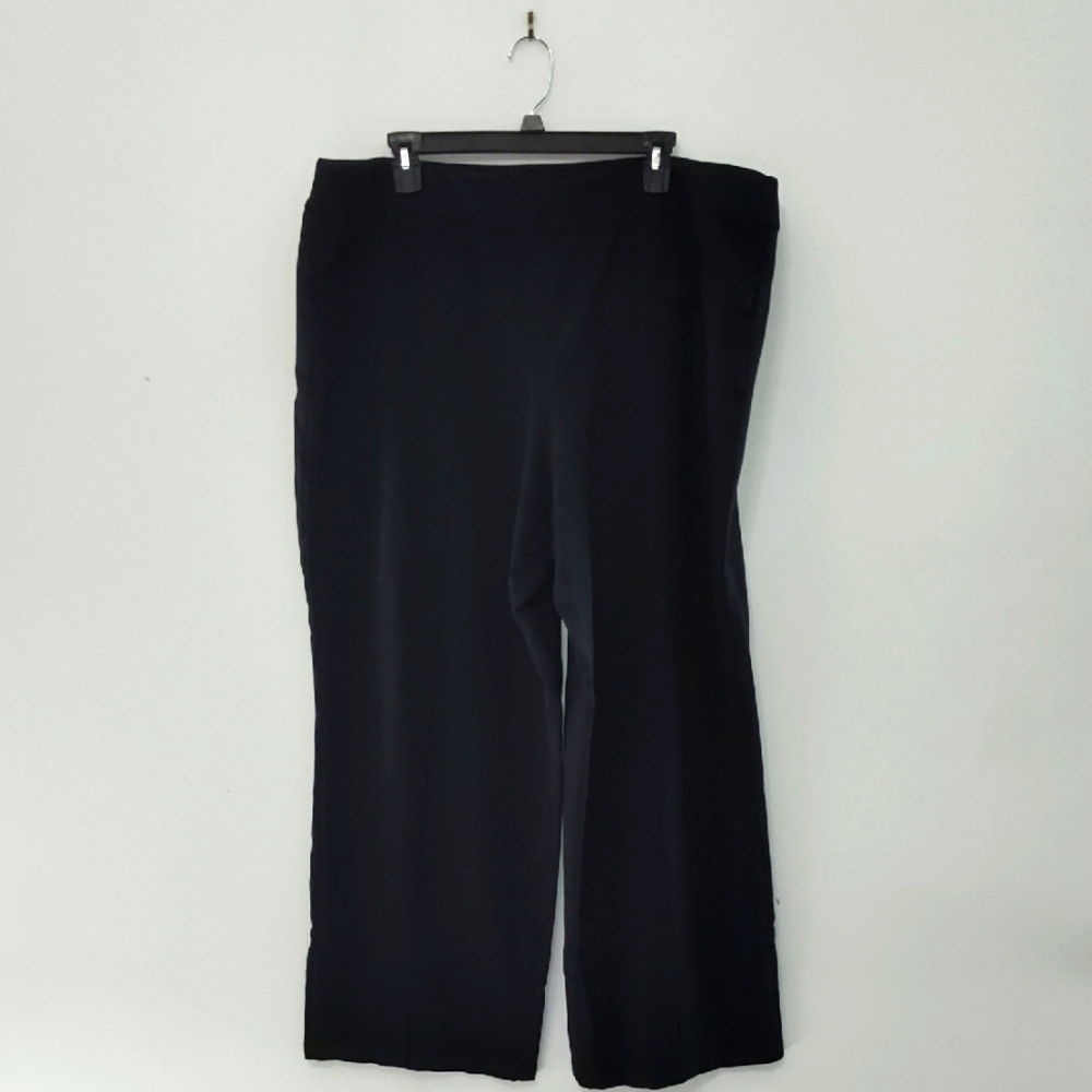 C Est 1946 Wide-Leg Pants Size 22/24 Black  Knit Professional Office Pintuck